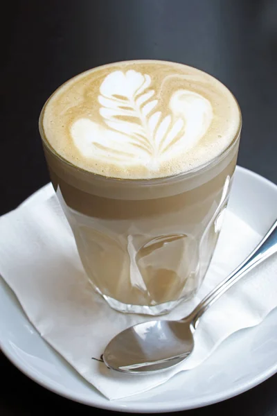 Stäng Upp Varm Latte Kaffe — Stockfoto