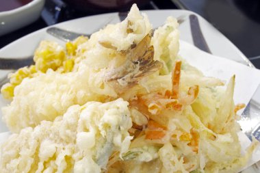 Karides tempura. Arka kapatmak