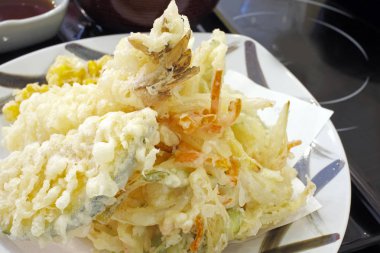 Karides tempura. Arka kapatmak
