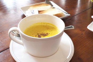 Arka plan balkabağı çorbası yakın