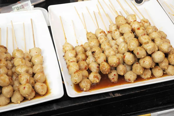 Delicious Thai Meatballs Skewers — Stock Photo, Image
