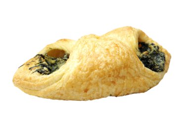 Ispanak kruvasan beyaz kağıt üzerinde