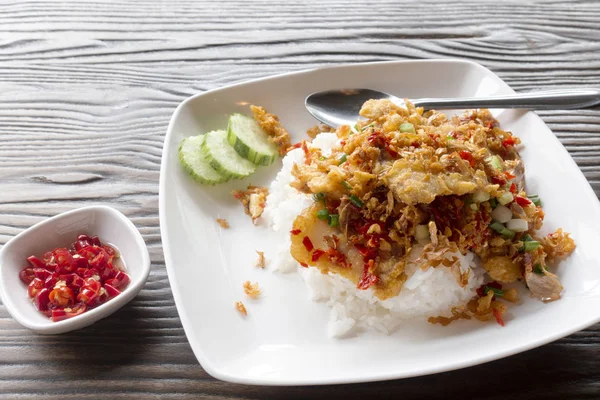 Thai Stekt Fläsk Chili Salt Och Vitlök — Stockfoto