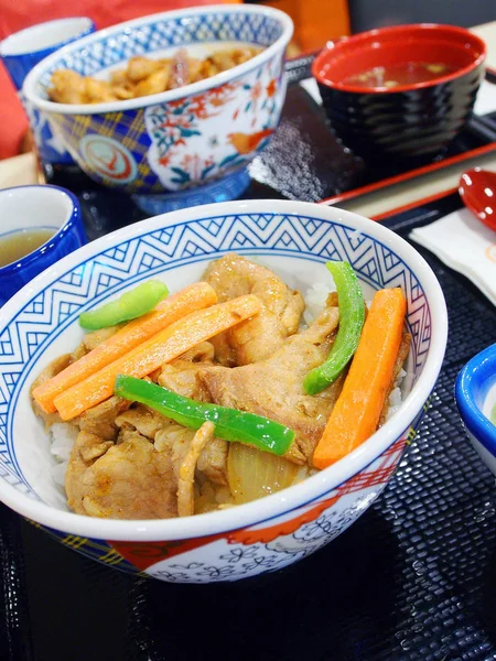 Arroz Estilo Japonês Com Carne Porco — Fotografia de Stock