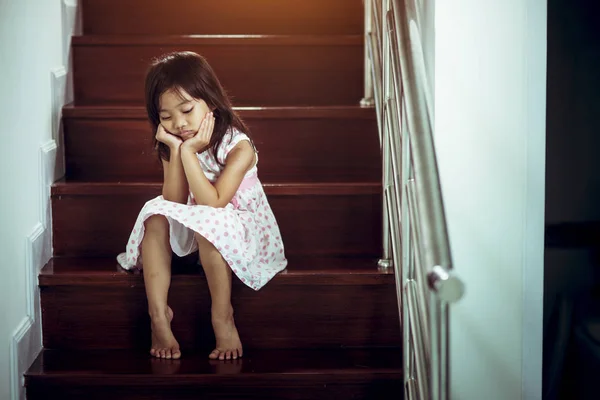 Sad child from this father and mother arguing, family negative c — Stock Photo, Image