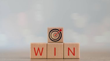 Tahta küplerde hedef ikonu ve kazanma durumu. Tahta küplerle yazı kazanma durumu. Boşluğu kopyala