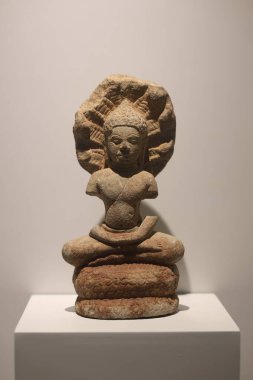 Prachinburi, Thailand - August 3, 2025: Antiques in the gallery of Prachin Buri National Museum