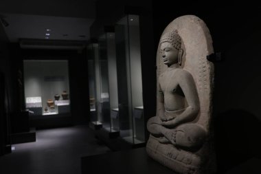 Prachinburi, Thailand - August 3, 2025: Antiques in the gallery of Prachin Buri National Museum