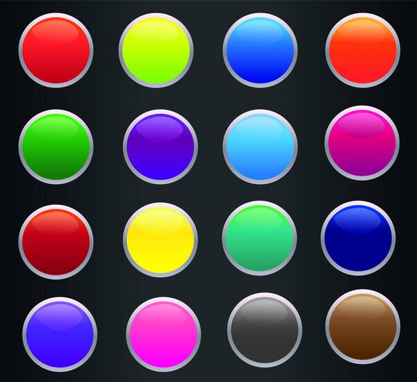  illustration set bright  buttons for web-design  on a dark background