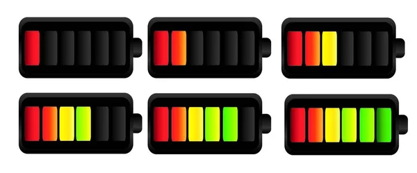 Jeu Illustration Batteries Avec Différents Niveaux Charge — Image vectorielle