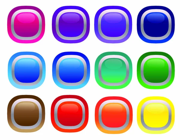 Illustration Set Bright Buttons Web Design — Stock Vector