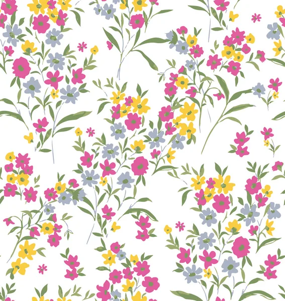 Sweet Ditsy Florals Leaves Small Flowers Seamless Pattern Trendy Elegant — Stock Photo, Image