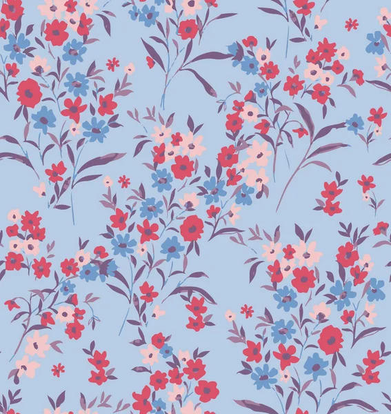 Tatlı Ditsy Çiçekler ve Yapraklar Küçük Çiçekler Kusursuz Şablon Şablon Şık Renkler Moda ve Paket Kağıt Baskısı İçin Mükemmel