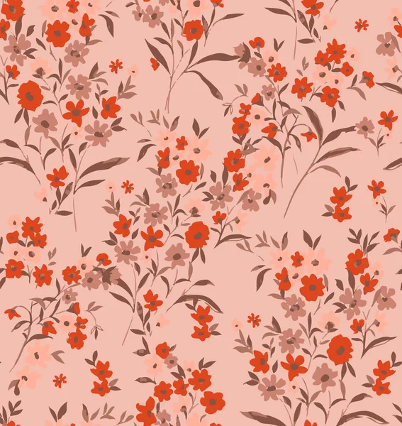 Tatlı Ditsy Çiçekler ve Yapraklar Küçük Çiçekler Kusursuz Şablon Şablon Şık Renkler Moda ve Paket Kağıt Baskısı İçin Mükemmel