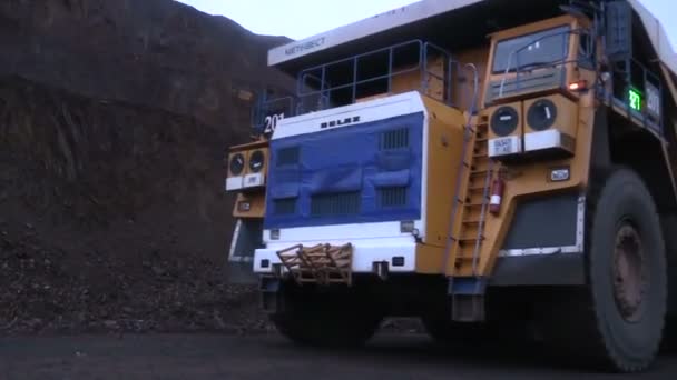 Huge Truck Out Quarry Loaded Iron Ore — Stock Video