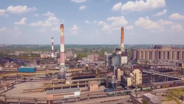 Aerial View Industrialized City Air Atmosphere River Water Pollution Metallurgical — Stock Video