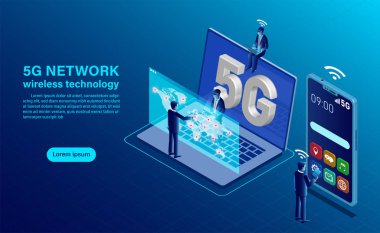 Banner 5g ağ kablosuz teknoloji konsepti