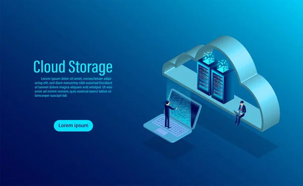 Stockage Cloud. Concept de stockage informatique en ligne — Image vectorielle