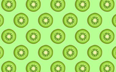 yeşil arka plan üzerinde taze kivi yarıya meyve deseni