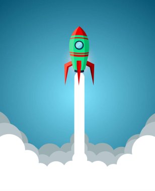 uzay mekiği yukarıda uçarken gökyüzüne uçuyor