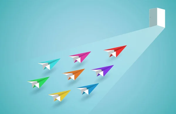 Kağıt uçak renkli kağıt uçak kırmızı rekabet — Stok Vektör