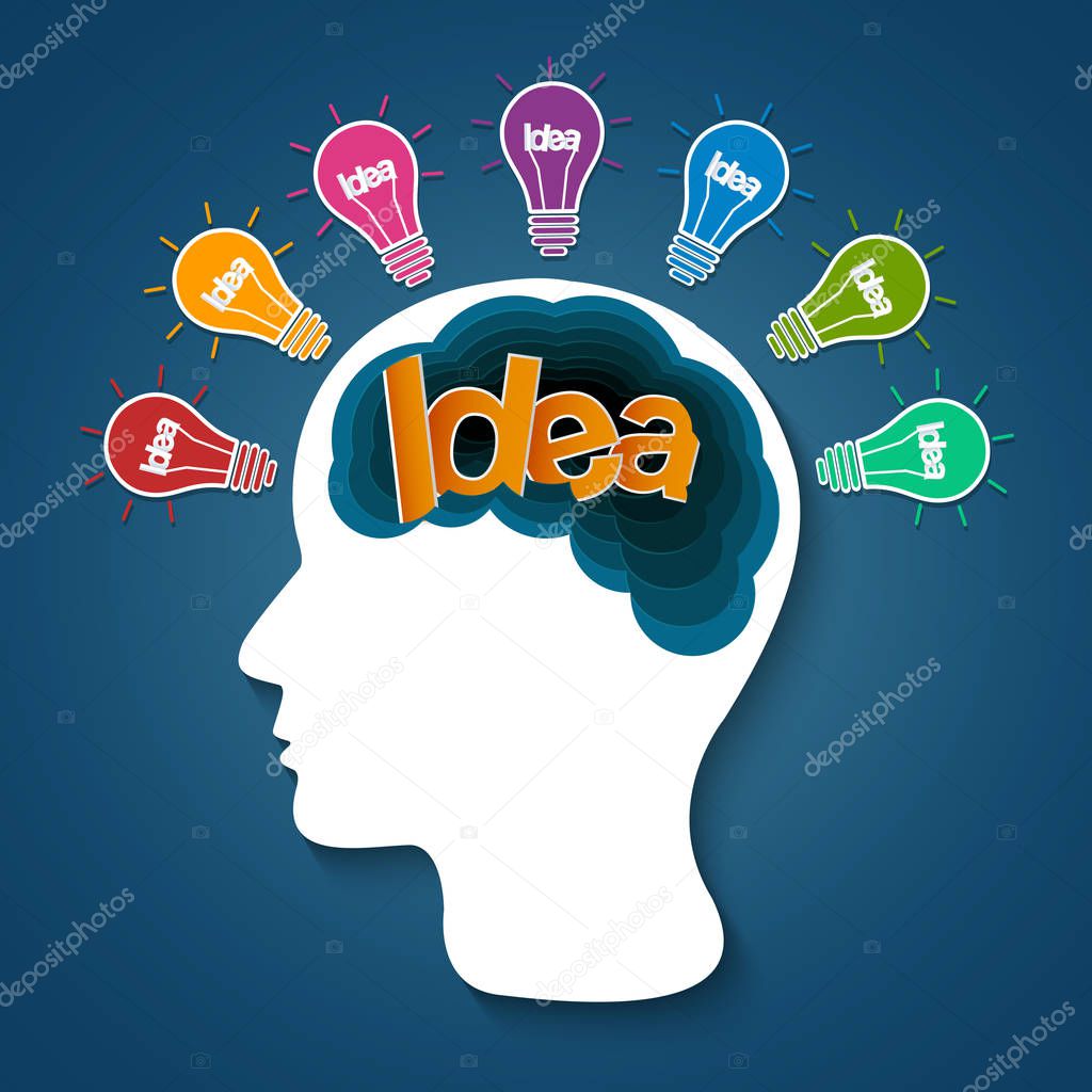Human head creative idea brain icon. spark success in business. 