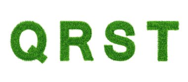 Çim mektup Koleksiyonu. S, R, S, T Beyazdan izole . Eko sembolü. Yeşil çim arka plan. Vektör çizimleri