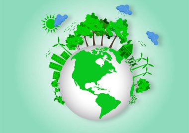 ekoloji ve yeşil fikirler simgeleri ile dünya gezegeni 
