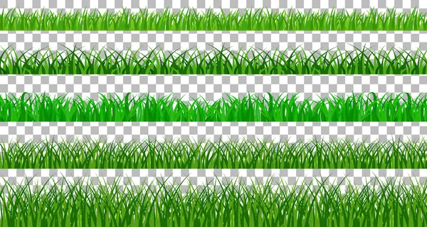 컬렉션 녹색 잔디 봄 많은 형태 고립되어 있다 — 스톡 벡터