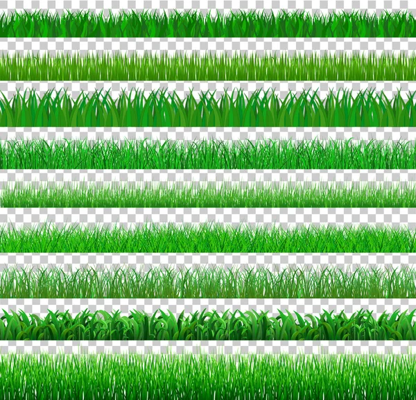 컬렉션 녹색 잔디 봄 많은 형태 고립되어 있다 — 스톡 벡터