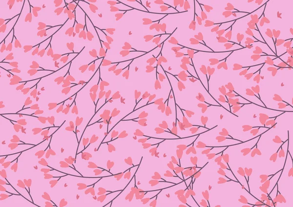 Blomsterformet hjerte på en vakker rosa bakgrunn. Sakura – stockvektor