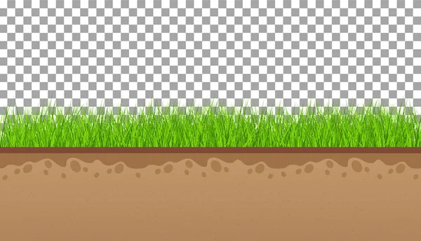 Boden mit grünem Gras auf transparentem Hintergrund. — Stockvektor