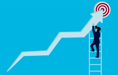 İşadamları başarıya ulaşmak için yön oklarını değiştirirler. Modern fikirler, yaratıcılık. İş Kavramı Vektör İllüstrasyon