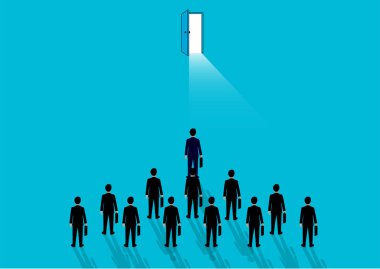 İşadamları kapıya yöneldi. başarılı büyüme modern fikirler için hedef