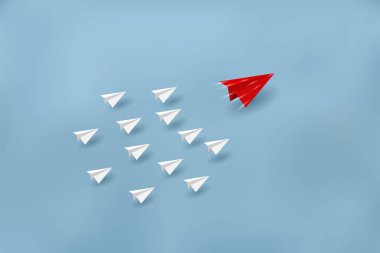 Kağıt uçaklar hedeflere yarışıyor. Business Financial kavramları başarı ve kurumsal hedefler için yarışıyor. Yüksek bir rekabet var. başlatma