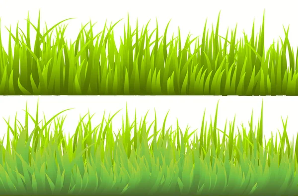 Taze yeşil bahar çim sınırları büyük set — Stok Vektör