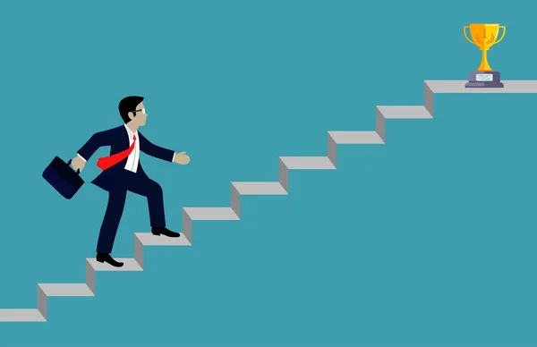 Empresários Sobem Escadas Até Golo Subir Escada Para Sucesso Progresso — Vetor de Stock