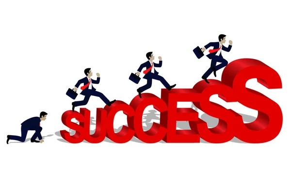Businessmen Race Business Success Concept Progress Higher Destination Highest Point — Stock Vector