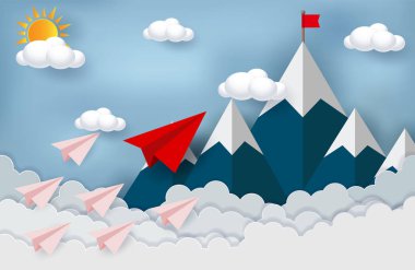 Kağıt uçaklar hedeflere yarışıyor. İş Finansal 