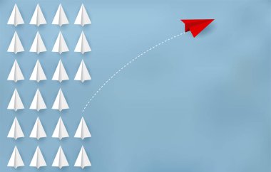 Kırmızı kağıt düzlem beyazdan yön değiştiriyor. Yeni fikirler.