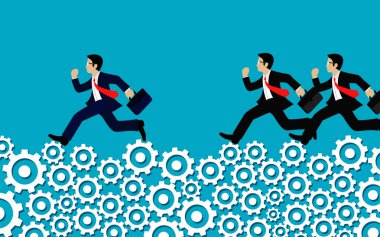 iş adamı rekabet dişli çalıştırın. hedefe gitmek.