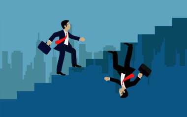 İşadamları merdivenlere çıkarlar hedefe giderler. Zıt yol kavramı