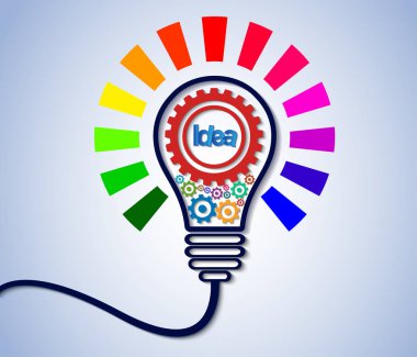 yaratıcı fikir kavramı. ampul dişli renkli simgesi. 