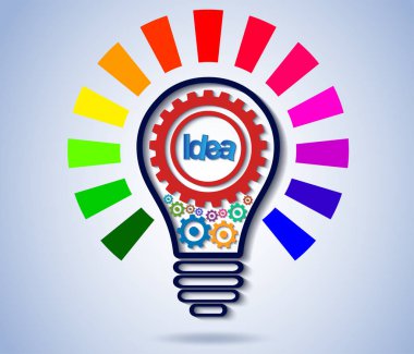 yaratıcı fikir kavramı. ampul beyin renkli simgesi. iş finansmanı. Vektör çizimi