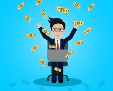 İş ve financia başarı kavramı mutlu işadamı.