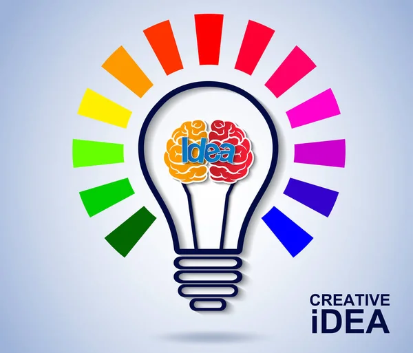 Conceito Ideia Criativa Luz Lâmpada Ícone Colorido Cérebro Finanças Empresas — Vetor de Stock