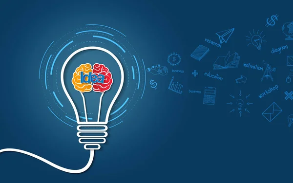 Creative idea concept. light bulb brain colorful icon. — Stock Vector