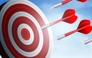 kırmızı oklar rekabet dart hedefe gidin. iş başarı hedefi