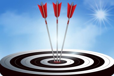 hedef kırmızı üç ok dart. iş başarı hedefi. 