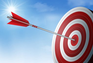 hedef daire içinde kırmızı bir ok dart. iş başarı hedefi.